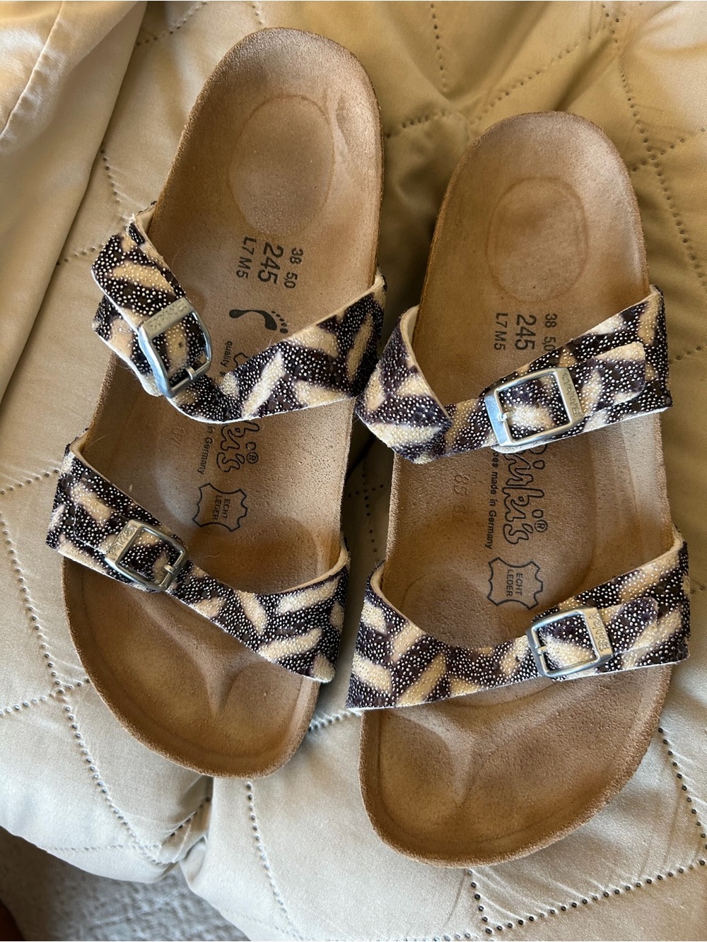 Birkenstock Women's Zebra Print Double-Strap Sandals